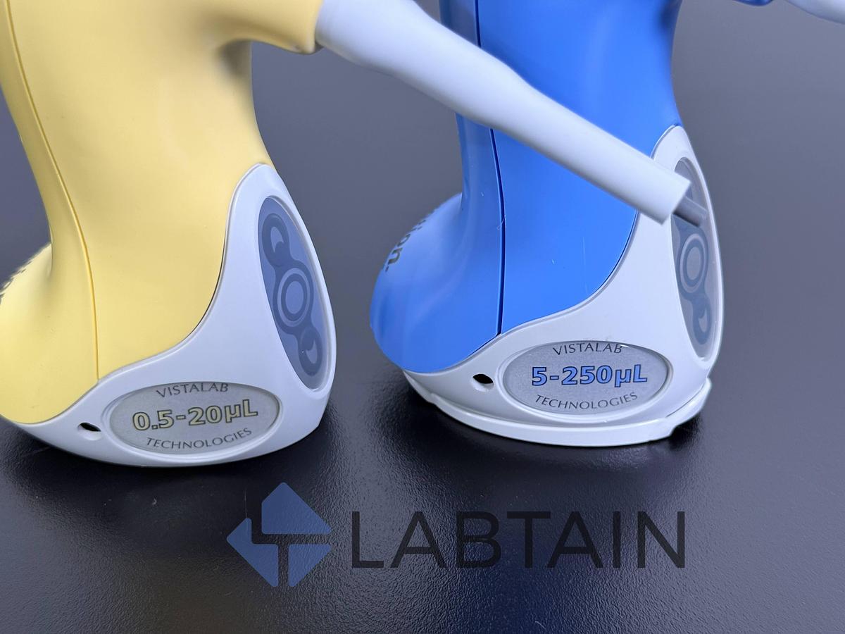 Used VistaLab Ovation BioNatural Pipette Set – 0.5–20 µL & 5–250 µL – Ergonomic Manual Pipettes – Used