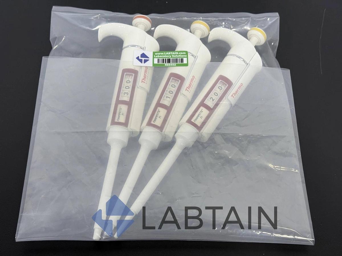 Used x3) Thermo Scientific Finnpipette F1 Manual Pipettes2-20uL | 10-100uL | 30-300uL