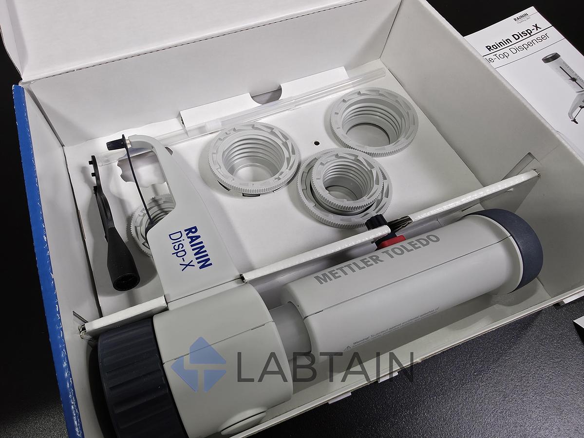 Used Rainin Disp-X Bottle-Top Dispenser (1-10 mL) by Mettler Toledo - Open Box with Adapters
