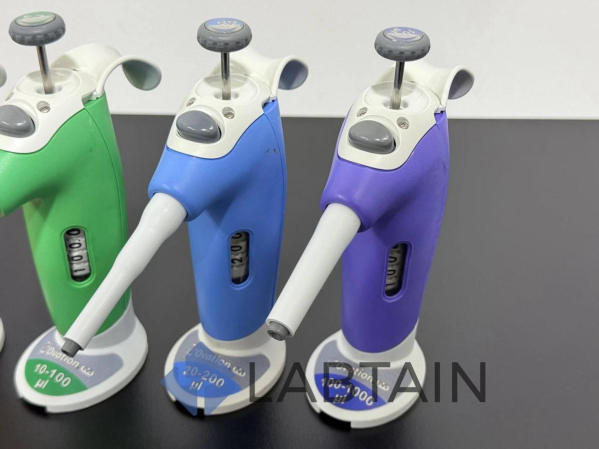 Used Lot of 6 VistaLab Ovation Adjustable Pipetts - Ergonomic Micropipettors, 1-1000