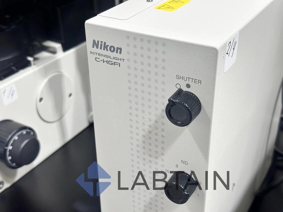 Used Nikon Ti-S/L100 Inverted Research Phase Contrast Microscope – 4 Objectives – Powers On – Good Condition