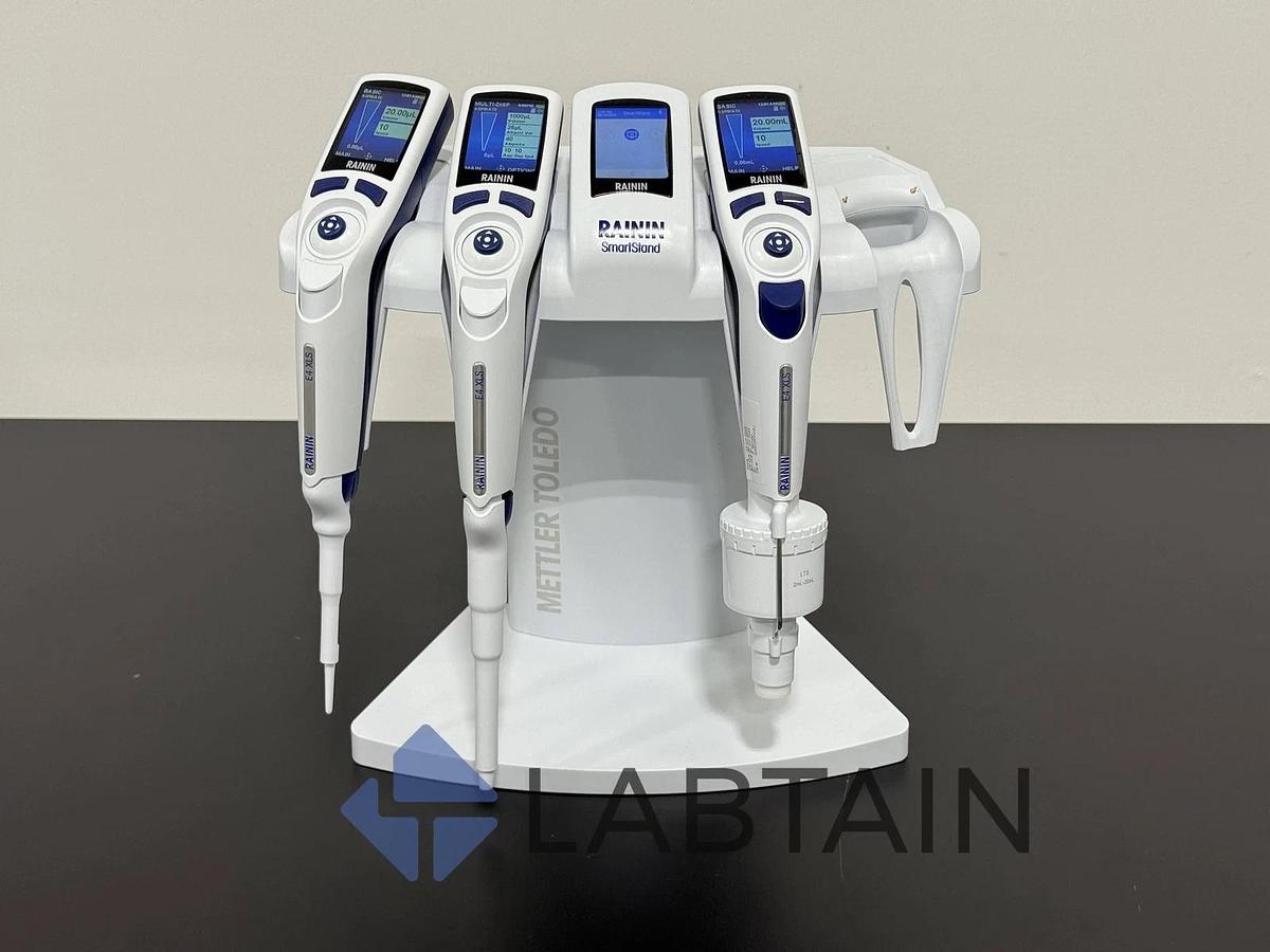 Used Rainin SmartStand SCS-B with (3) E4 XLS Electronic Pipettes - Metter Toledo