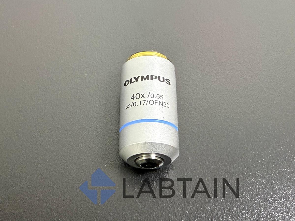Used Olympus Microscope Objective – 40x / 0.65 / 0.17 – FN20 Plan Achromatic Lens – Excellent Condition