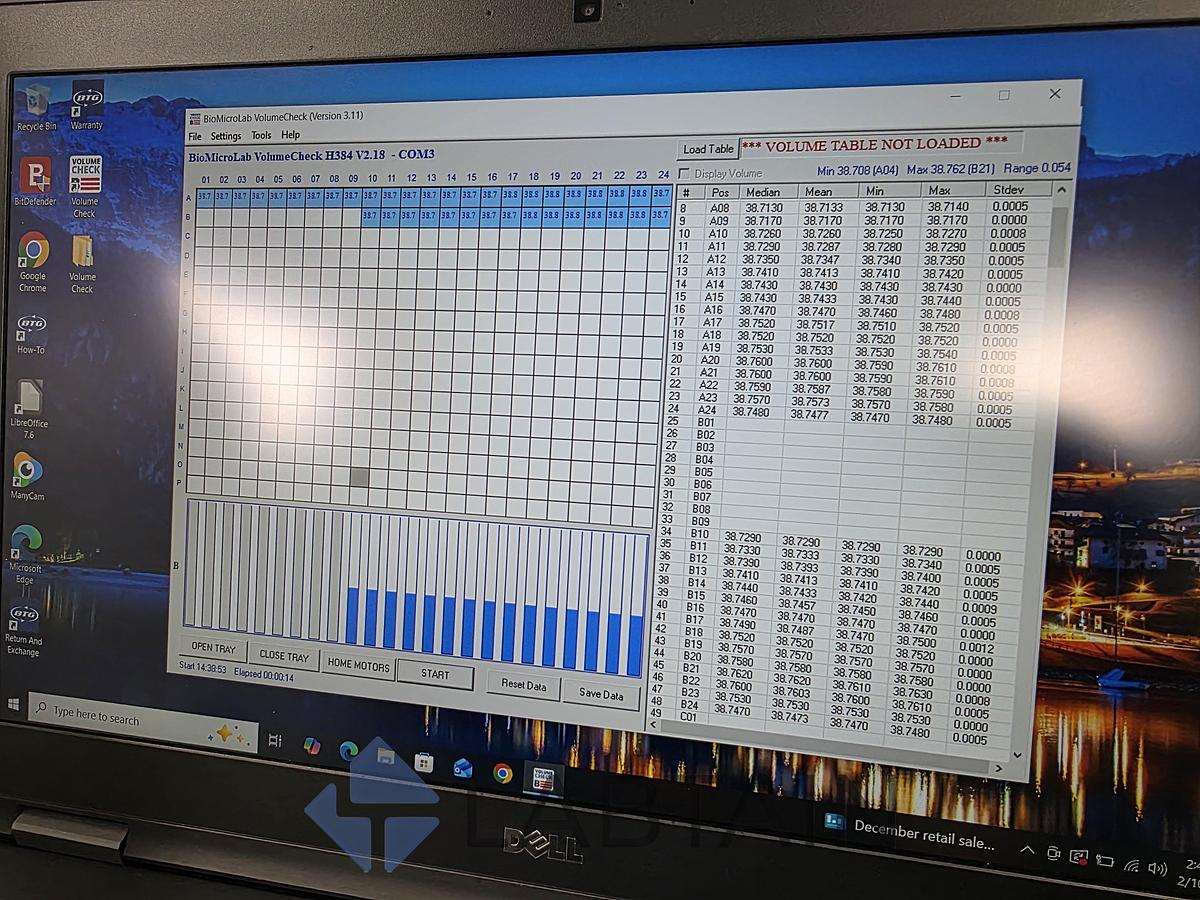 Used BioMicroLab VolumeCheck 384 - Automated Acoustic Volume Verification System with Laptop & Software