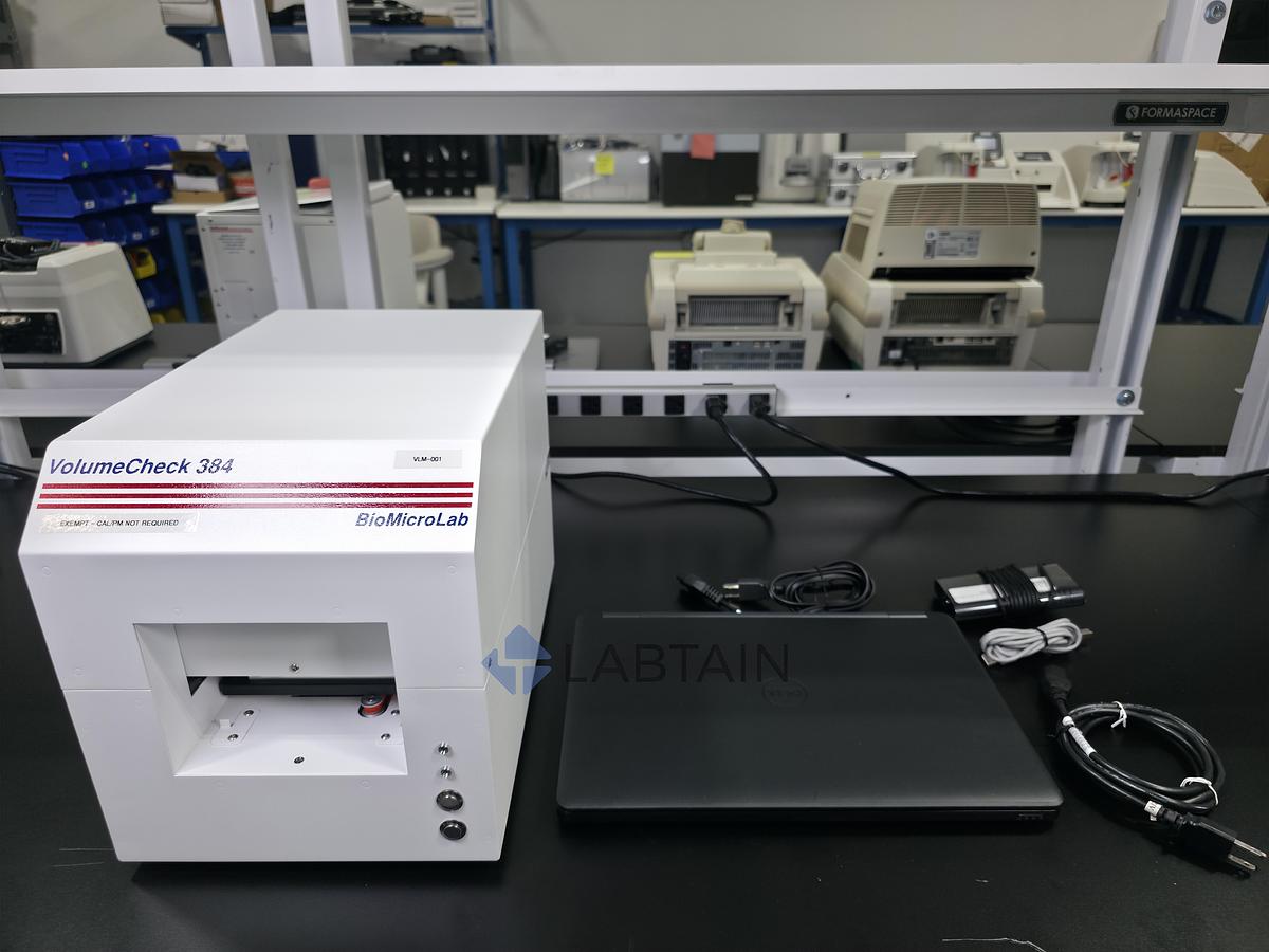 Used BioMicroLab VolumeCheck 384 - Automated Acoustic Volume Verification System with Laptop & Software