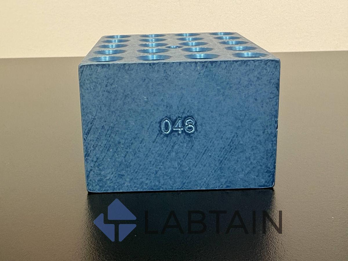 Used Aluminum 20-Place Dry Bath Heating Block – 11 mm ID Holes Blue – Designed for 10 mm Tubes – Used