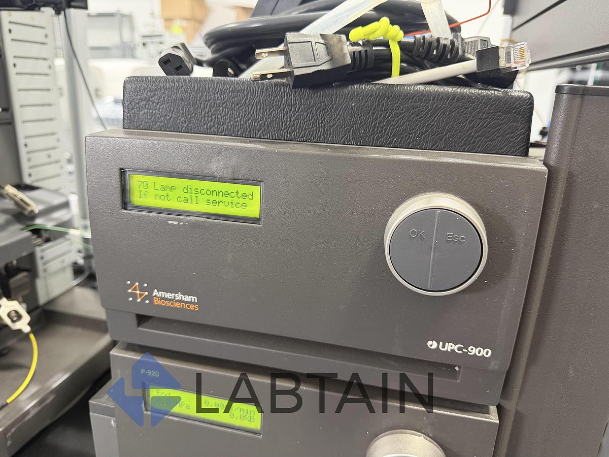 Used GE Amersham ÄKTApurifier Chromatography System with P-900, UV-900, pH/C-900, UPC-900 – Used