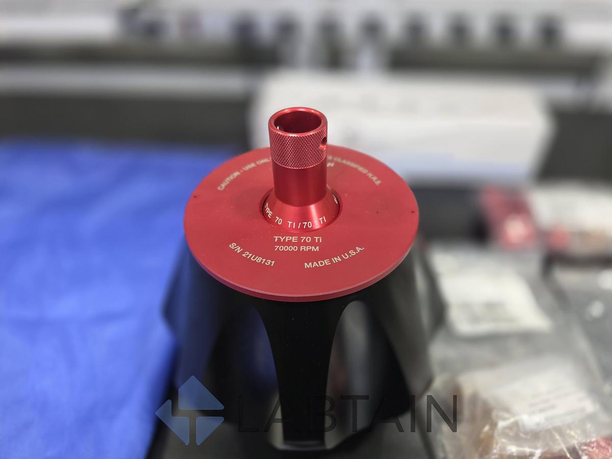 Used Beckman Coulter Type 70 Ti Fixed-Angle Titanium Ultracentrifuge Rotor — 70,000 RPM, 8 × 39 mL, with Lid, OptiSeal/Quick-Seal Spacers & Spinkote (Cat #337922) — Used/Inspected