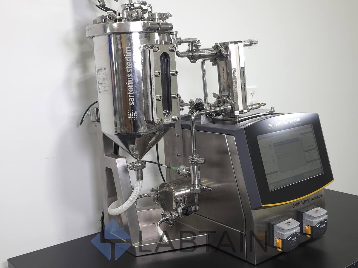 Used Sartorius Stedim SARTOFLOW Advanced Benchtop TFF Crossflow System, 10 L SS Vessel, 0.1–2.1 m², Used/Inspected