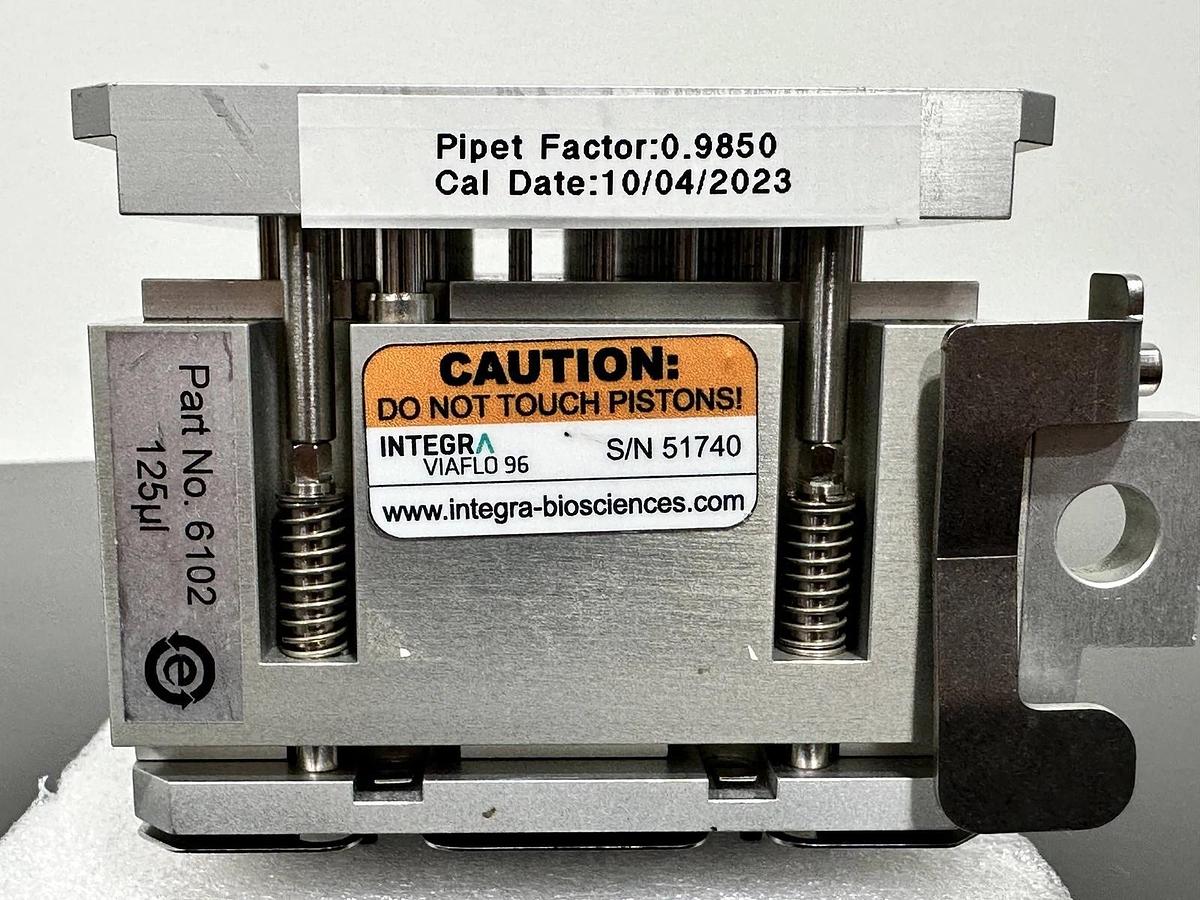 Used Integra VIAFLO 96 Pipetting Head – 96 Channel 125 µL – P/N 6102 – S/N 51740 – Tested