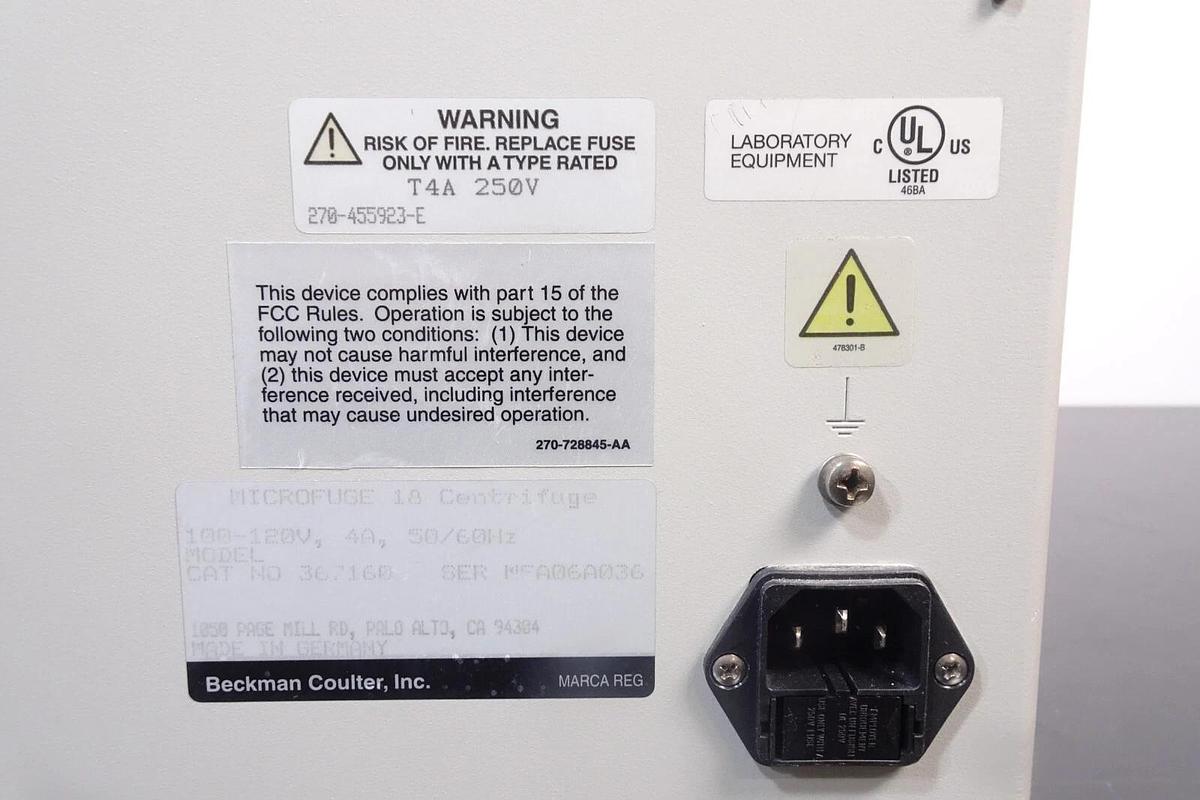 Used Beckman Coulter Microfuge 18 Centrifuge 367160 – Tested