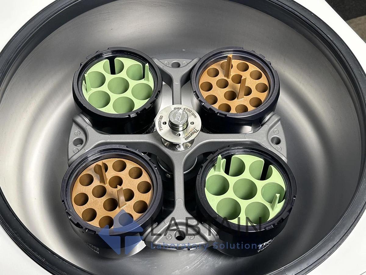 Used Thermo Scientific Heraeus Multifuge X3 FR Refrigerated Centrifuge w/ 75003180 Rotor & Buckets 41994002 – Tested