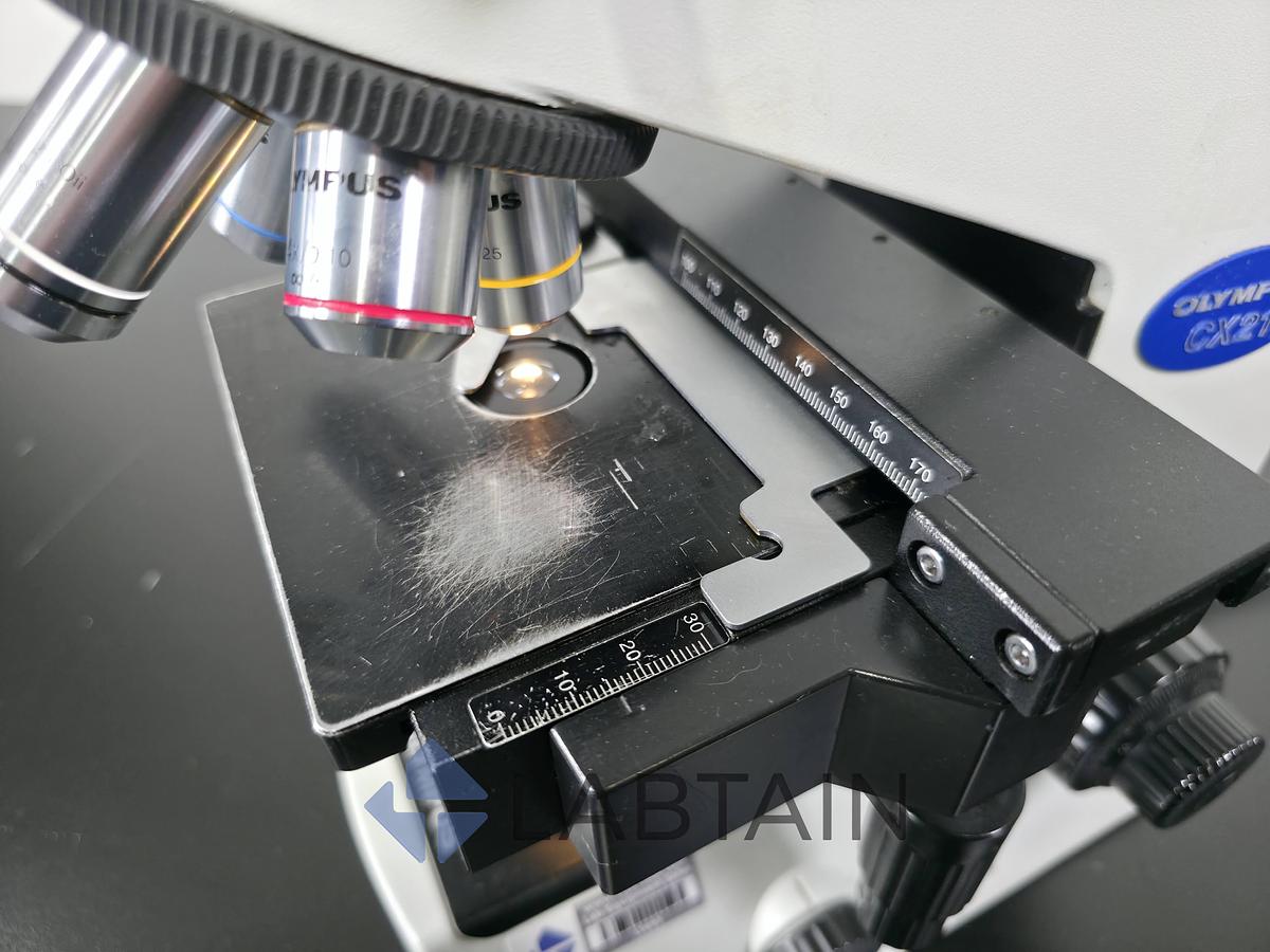 Used Olympus CX21FS1 Binocular Biological Microscope | 4X, 10X, 40X, 100X Objectives