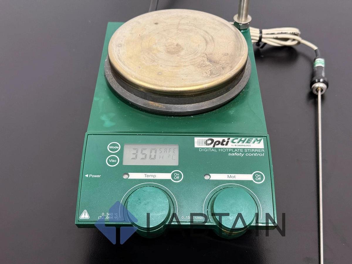 Used Chemglass Optichem Digital Hotplate Stirrer with Safety Control