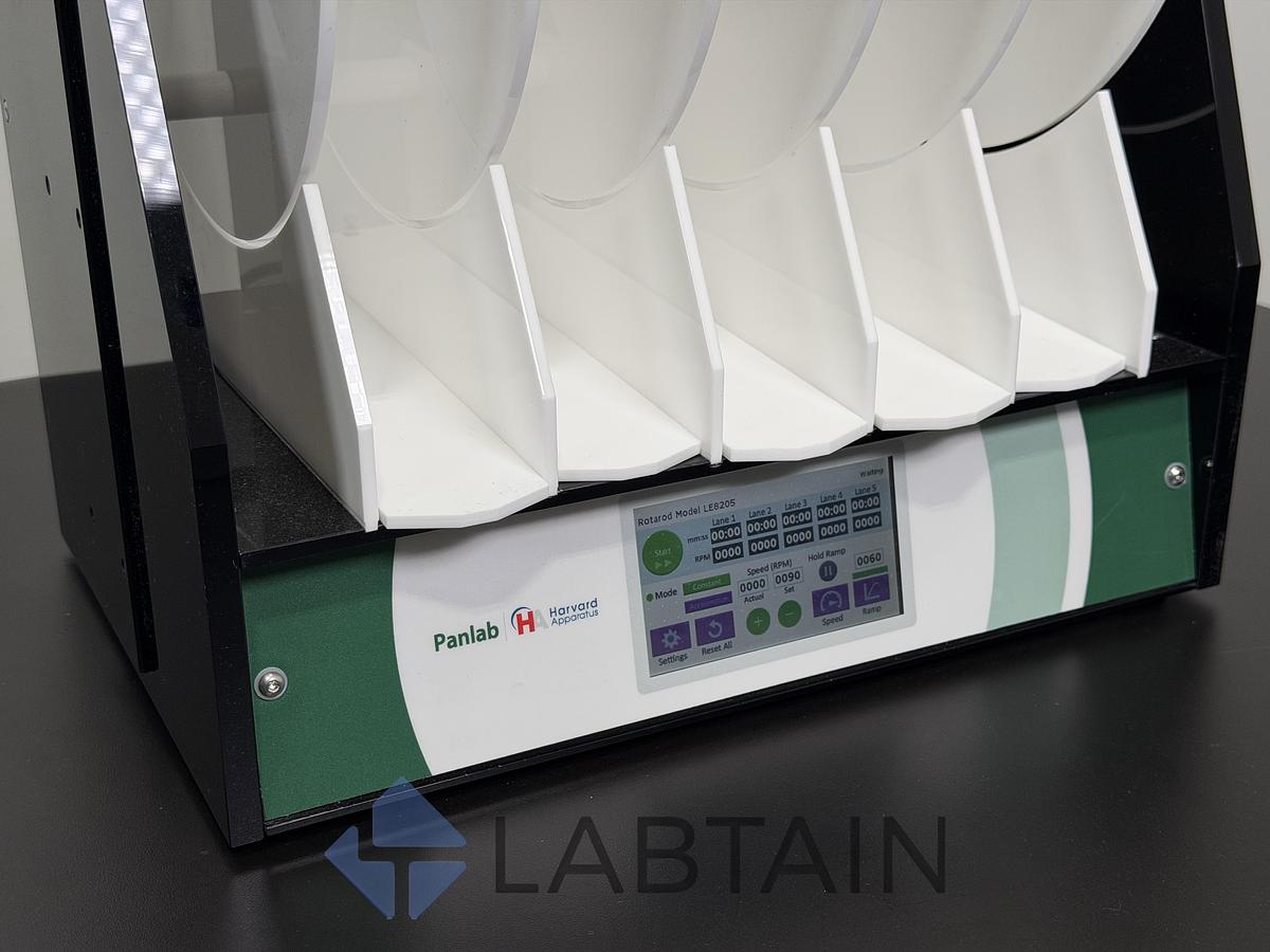 Used PANLAB | HARVARD APPARATUS LE8205 ROTA ROD TOUCH — 5-LANE RODENT ROTAROD WITH CALIBRATION CERTIFICATE