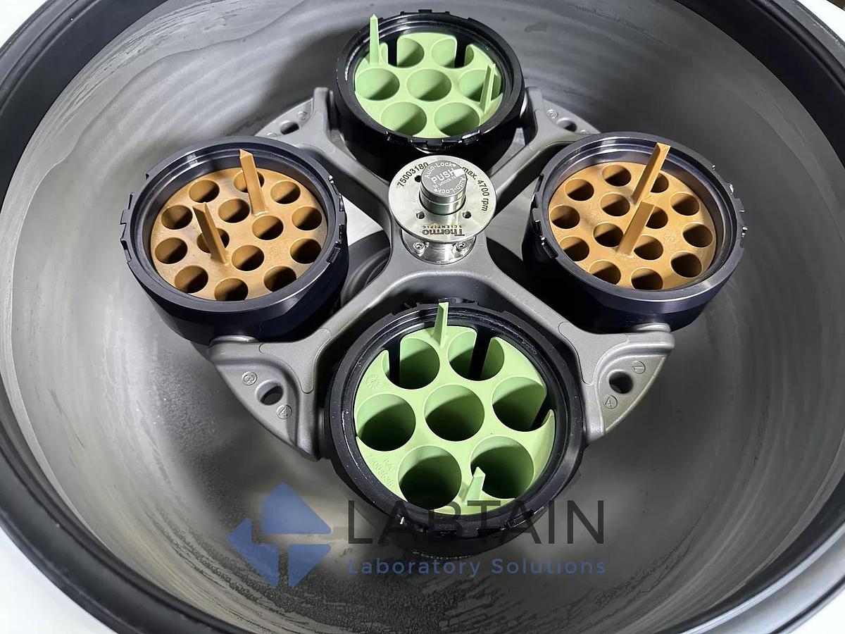 Used Thermo Scientific Heraeus Multifuge X3 FR Refrigerated Centrifuge w/ 75003180 Rotor & Buckets 41994002 – Tested