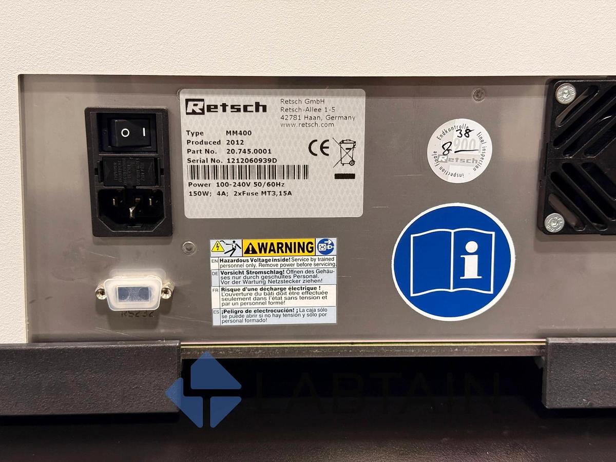 Used Retsch MM 400 Mixer Mill | P/N 20.745.0001