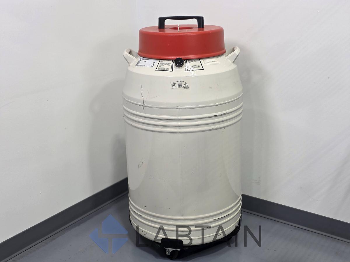 Used Thermo Scientific Locator 4 Plus LN2 Cryogenic Storage Dewar w/ Roller Cart Used