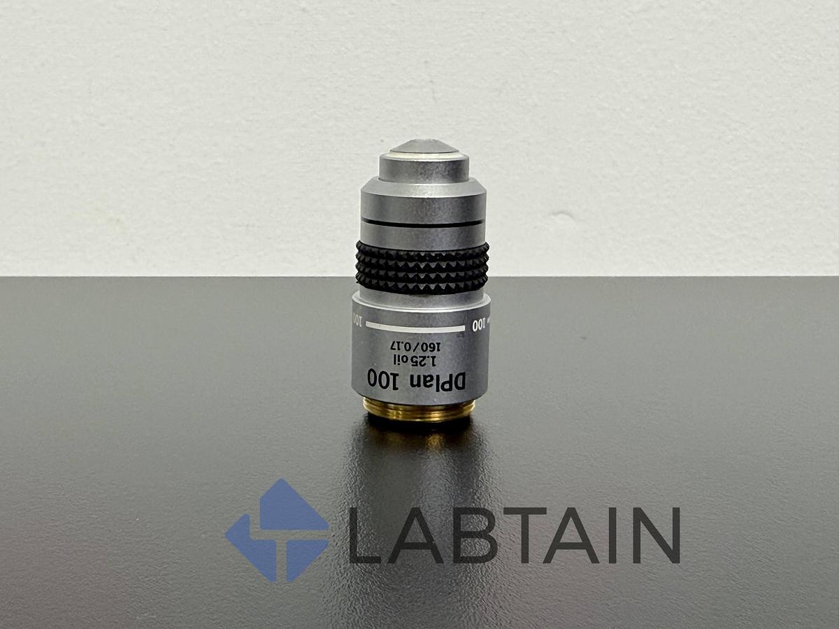 Used Olympus DPlan 100x / 1.25 Oil – 160/0.17 Plan Achromatic Microscope Objective – Excellent Condition