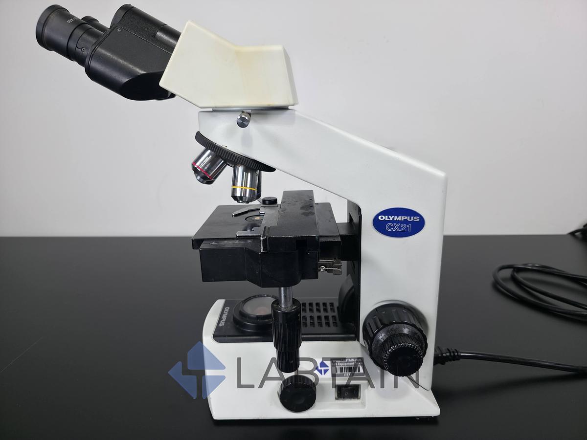 Used Olympus CX21FS1 Binocular Biological Microscope | 4X, 10X, 40X, 100X Objectives 