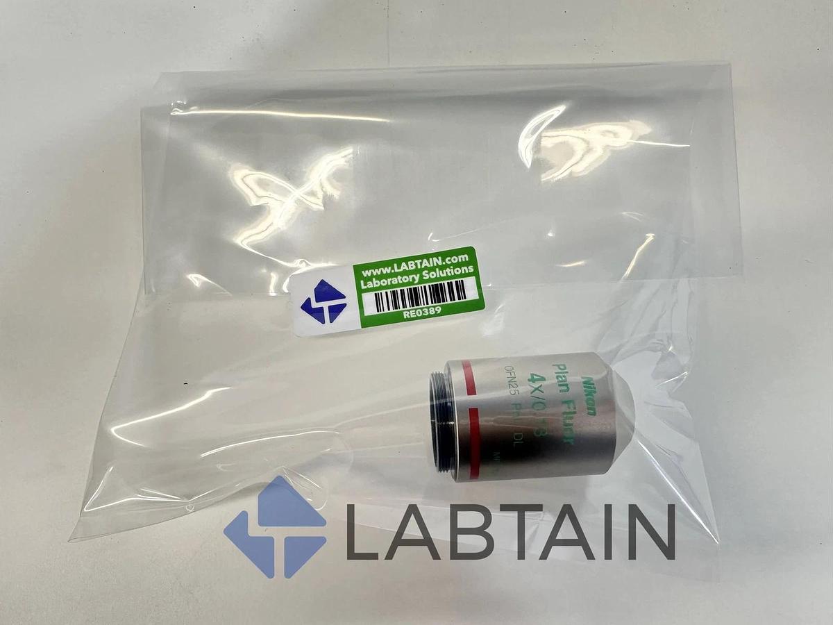 Used Nikon Plan Fluor 4x/0.13 Infinity Objective Lens WD 16.5 - Fluorescence