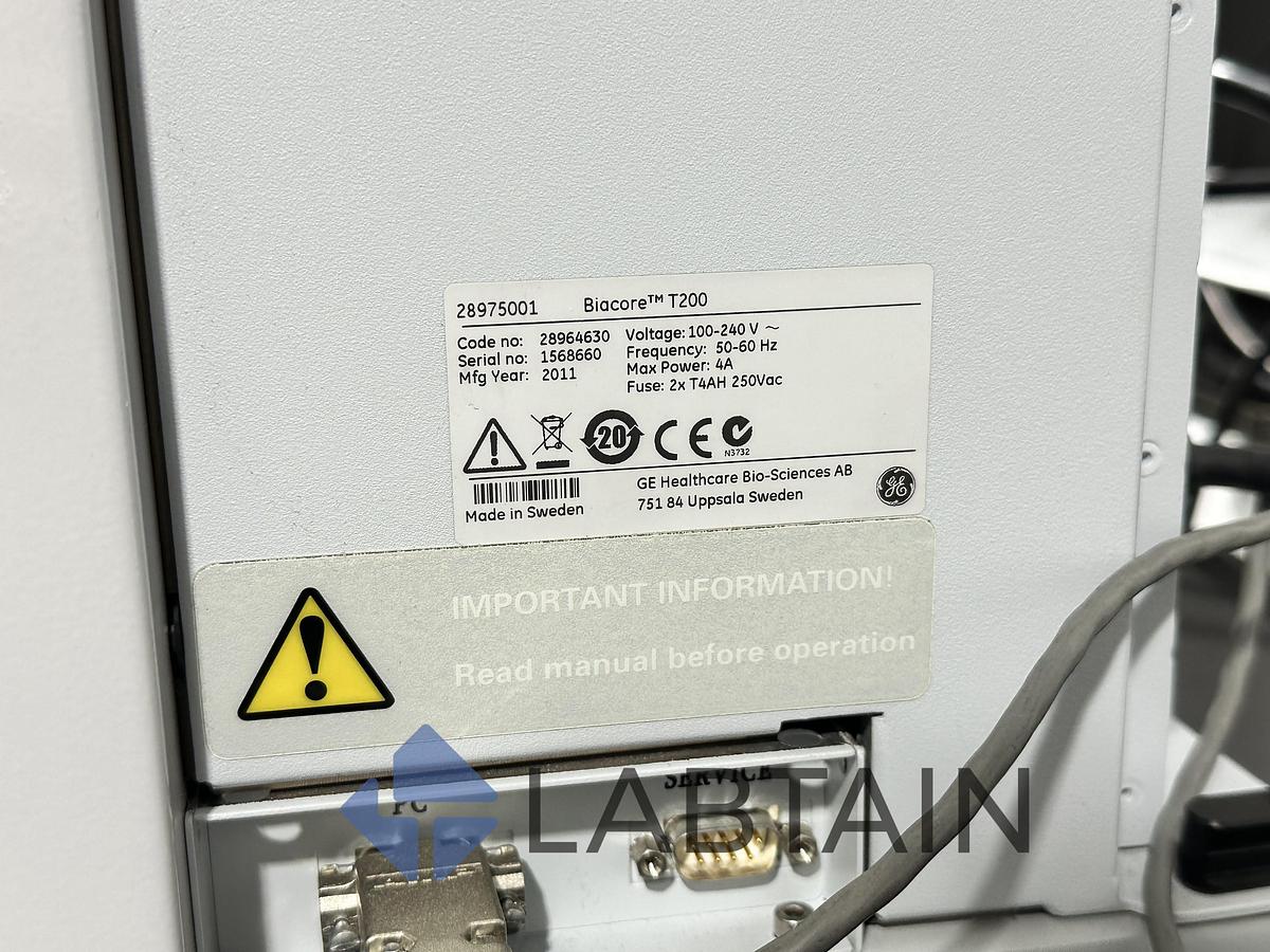 Used Biacore T200 Surface Plasmon Resonance (SPR) System – 28975001 – Mfg. 2011 – S/N 1568660 – Software Not Included