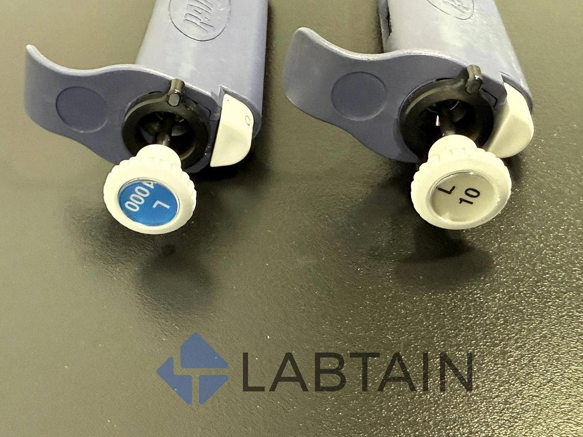 Used Rainin Pipet-Lite Classic-Style Micropipets - 2 - 20 ul and 100-1000 Manual Pipe