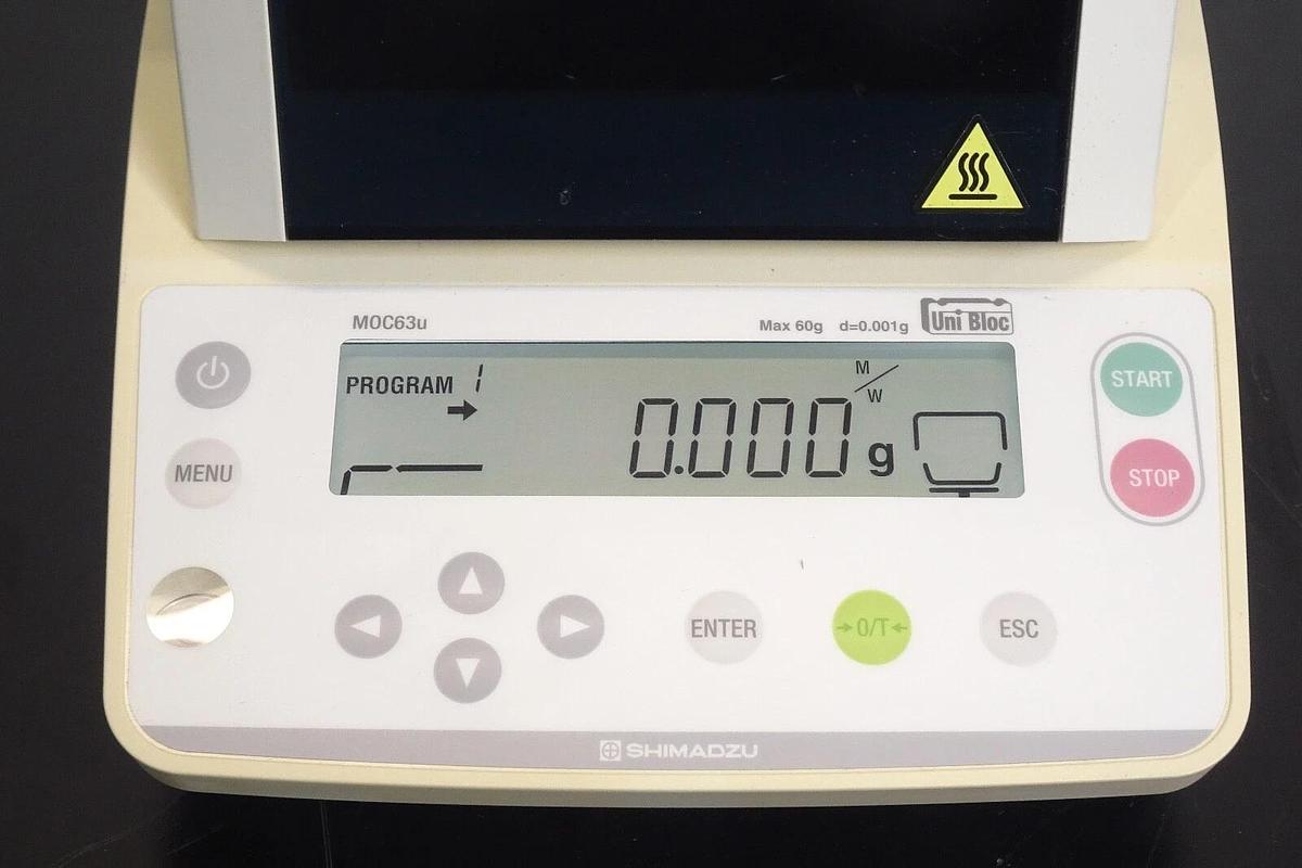 Used Shimadzu MOC63u Moisture Analyzer Balance – 60g x 0.001g – Tested