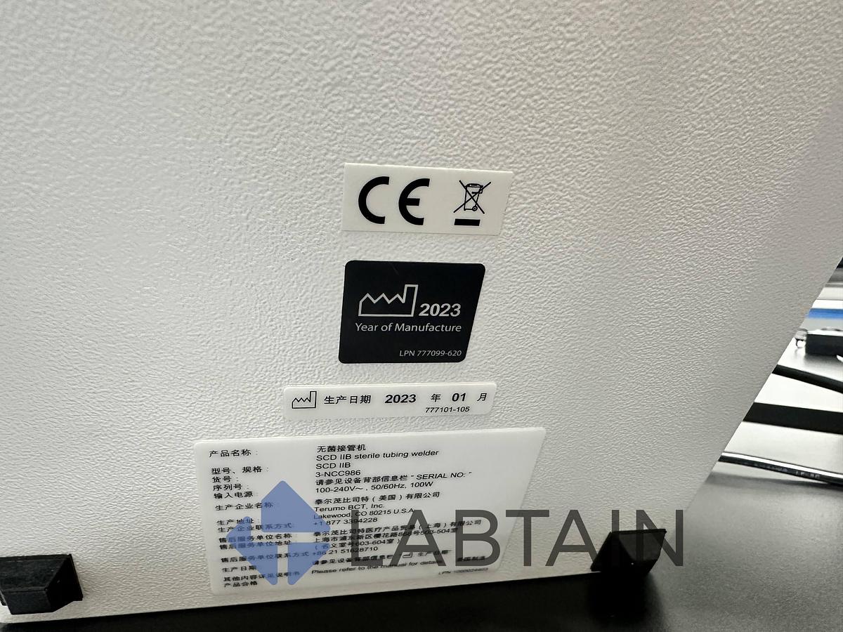 Used Terumo BCT SCD IIB Sterile Tubing Welder (Model 3-NCC986) – S/N 1B04027 – Mfg. 2023