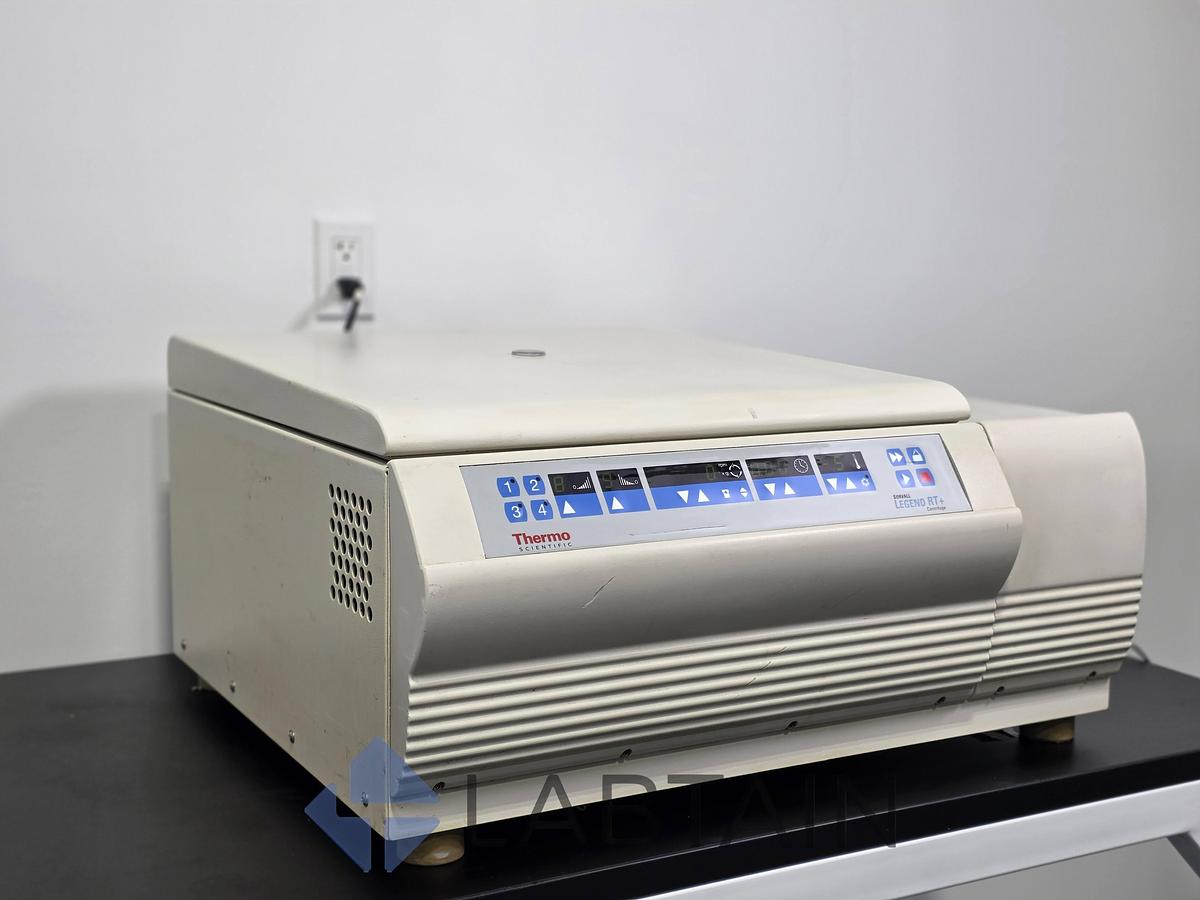 Used Thermo Scientific Sorvall Legend RT+ Refrigerated Benchtop Centrifuge (75004377) with Sorvall/Heraeus 75006445 Four-Place Swinging-Bucket Rotor & (4) Buckets — Used/Inspected