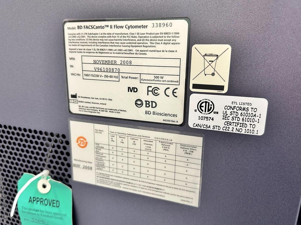 Used BD FACSCanto II Flow Cytometer System – With Fluidics Cart and BD HTS – Used