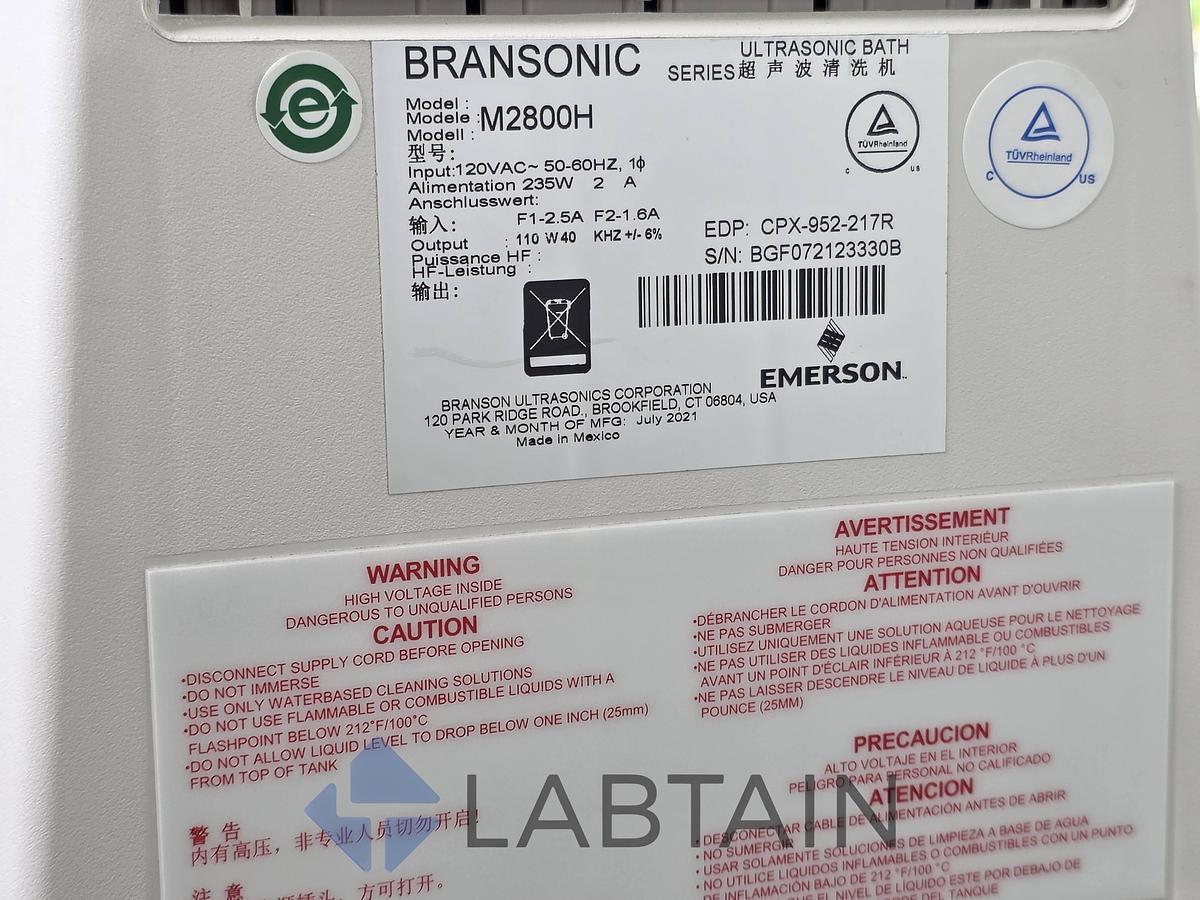 Used Branson M2800H Mechanical Heated Ultrasonic Cleaner (0.75 Gal) Used
