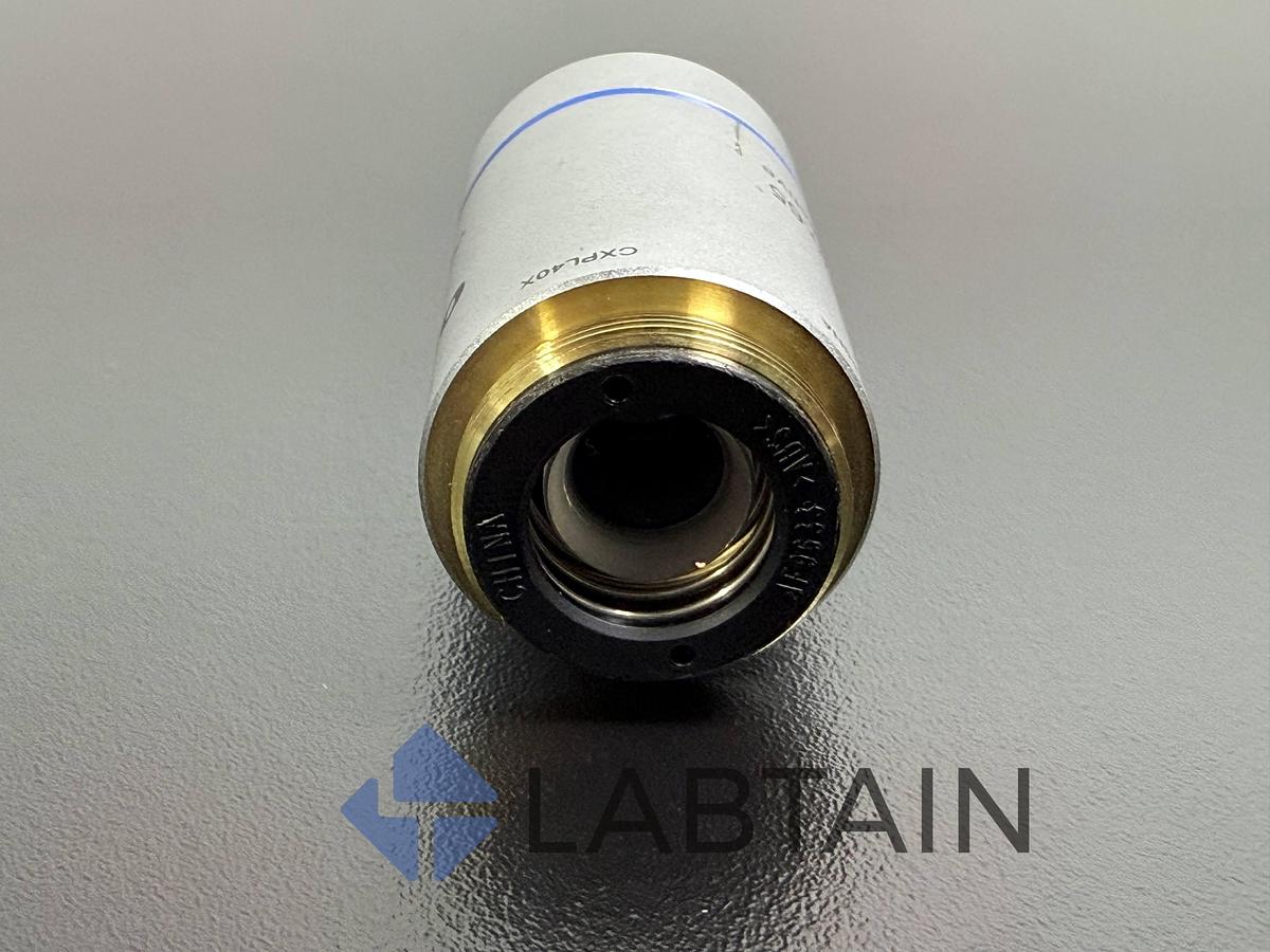 Used Olympus Microscope Objective – 40x / 0.65 / 0.17 – FN20 Plan Achromatic Lens – Excellent Condition