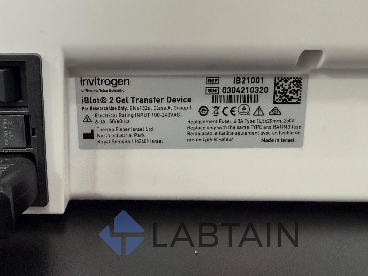 Used Thermo Scientific / Invitrogen iBlot 2 Gel Transfer Device, Model IB21001, Serial No. 0304210320