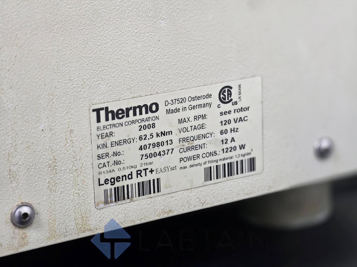 Used Thermo Scientific Sorvall Legend RT+ Refrigerated Benchtop Centrifuge (75004377) with Sorvall/Heraeus 75006445 Four-Place Swinging-Bucket Rotor & (4) Buckets — Used/Inspected