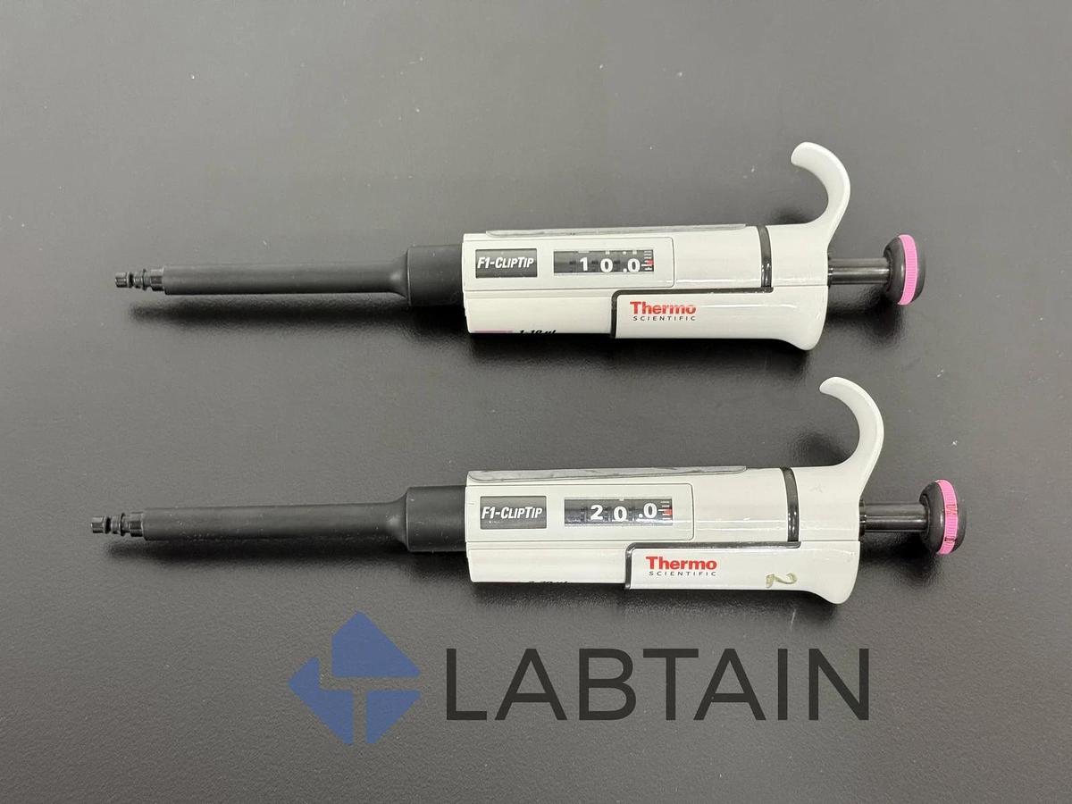 Used Lot of 2 Thermo Scientific F1-ClipTip Manual Pippetes - 1 - 10ul / 2-20ul