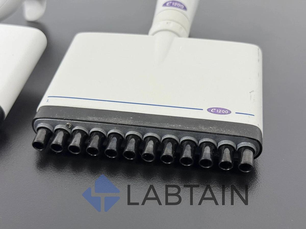 Used Lot of 2 Biohit (Sartorius) eLINE 12-Channel Electronic Pipettes 50-1200ul