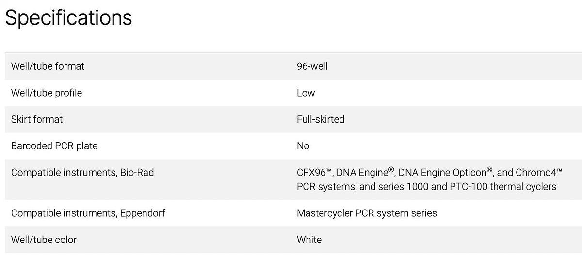 Bio-Rad Hard-Shell 96-Well PCR Plates,low profile,thin wall, HS9655 | Pack of 50