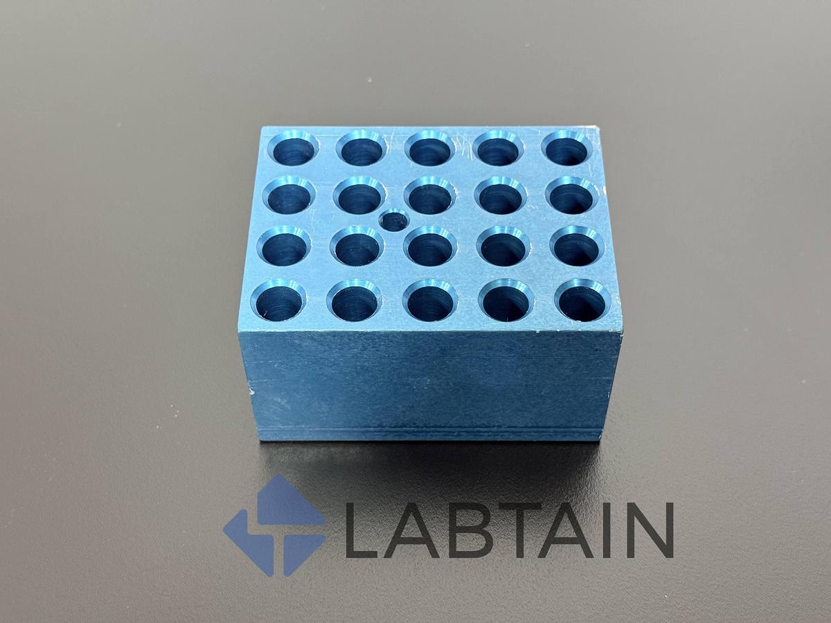Used Aluminum 20-Place Dry Bath Heating Block – 11 mm ID Holes Blue – Designed for 10 mm Tubes – Used