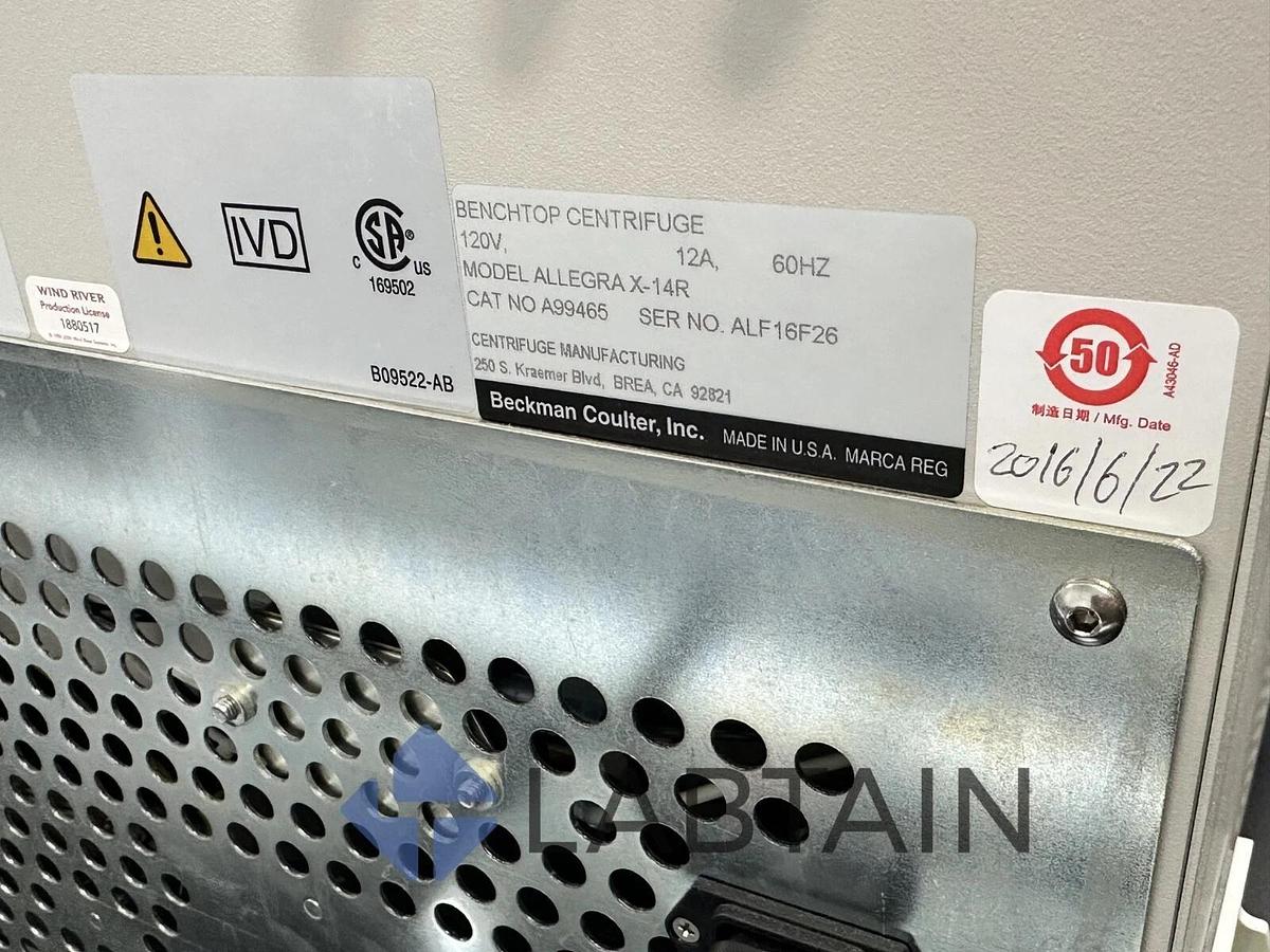 Used Beckman Coulter Allegra X-14R Refrigerated Centrifuge ALF16F26 w/ SX4750A Rotor & Buckets – Tested