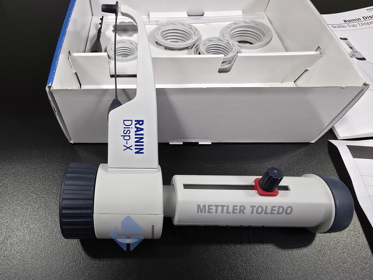 Used Rainin Disp-X Bottle-Top Dispenser (1-10 mL) by Mettler Toledo - Open Box with Adapters