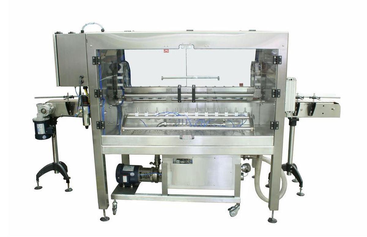 Used Acasi BR-15 Automatic Inline Bottle Cleaner / Rinser — Wet Rinse, 304 Stainless, Omron PLC & HMI — Used