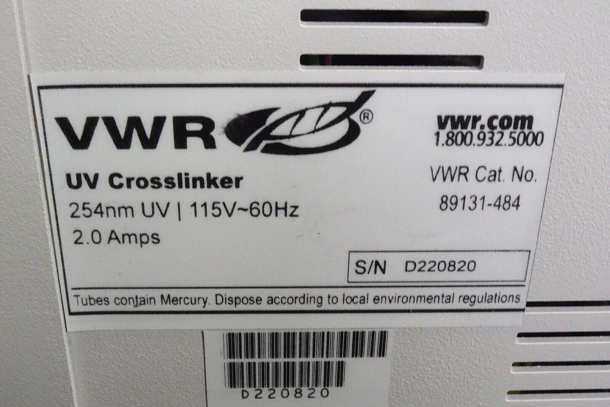Used Vwr Uv Crosslinker Hybridization Oven 254nm UV 89131-484