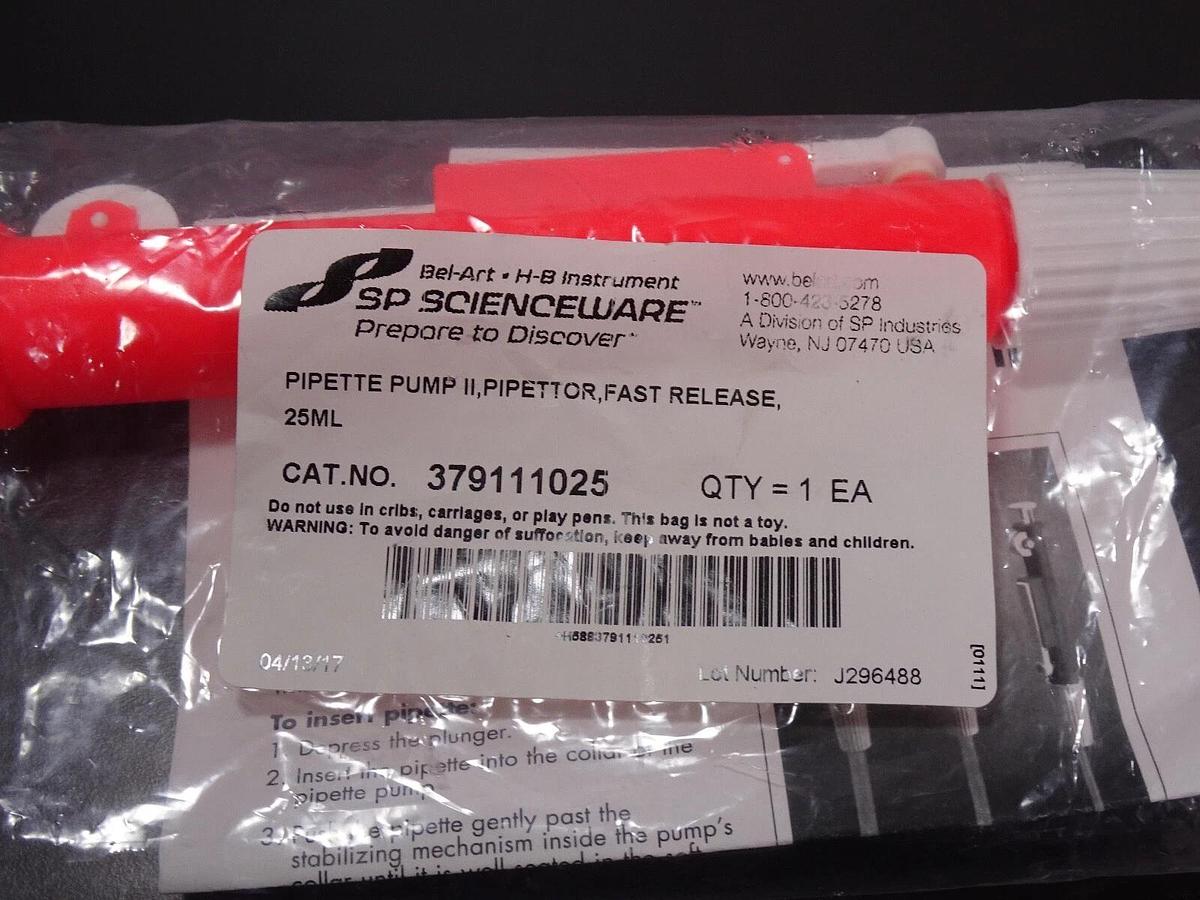 Bel-Art Fast Release Pipette Pump II – 25 mL (Model 37911-1025) – Excellent Condition