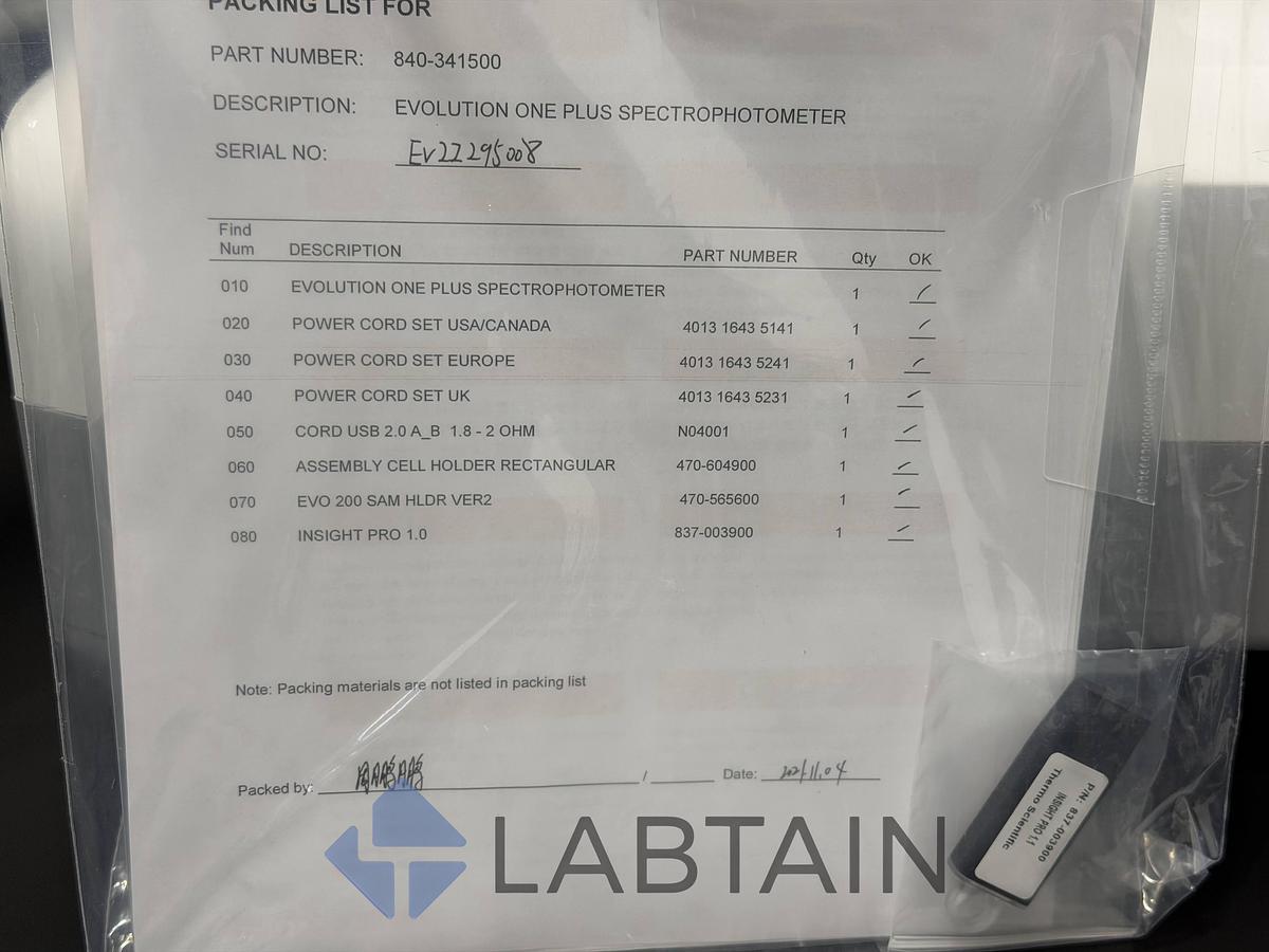 Used Thermo Scientific Evolution One Plus UV-Vis Spectrophotometer Insight Pro