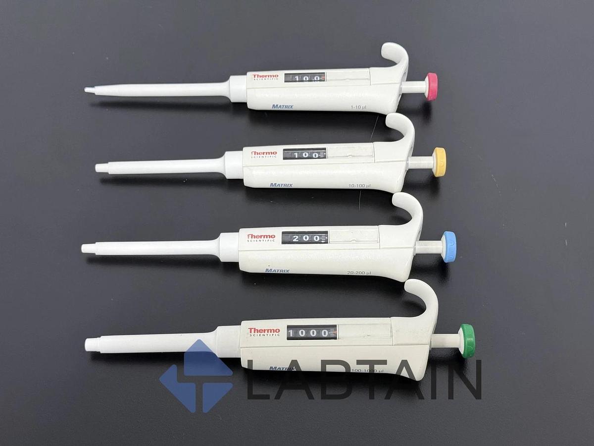 Used Lot of 4 Thermo Scientific Matrix / Rainin Manual Pipettes - Adjustable Volume