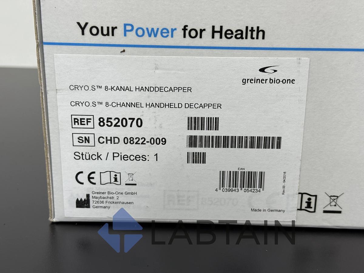 Greiner Bio-One Cryo.s 8-Channel Handheld Decapper 852070 CHD 0822-009 – Open Box