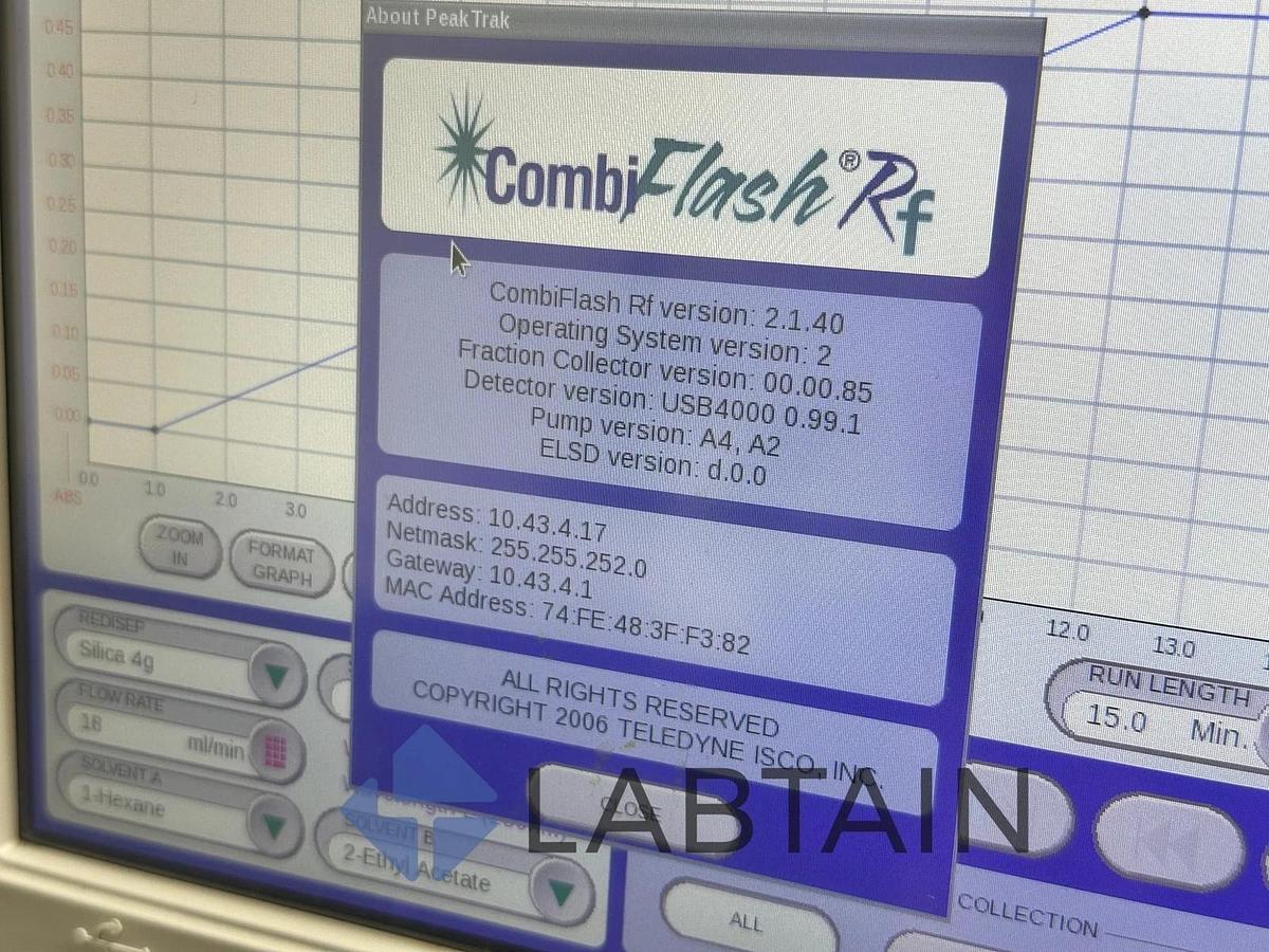 Used Teledyne Isco CombiFlash RF – Flash Chromatography System – Model RF200 – S/N 214D20177