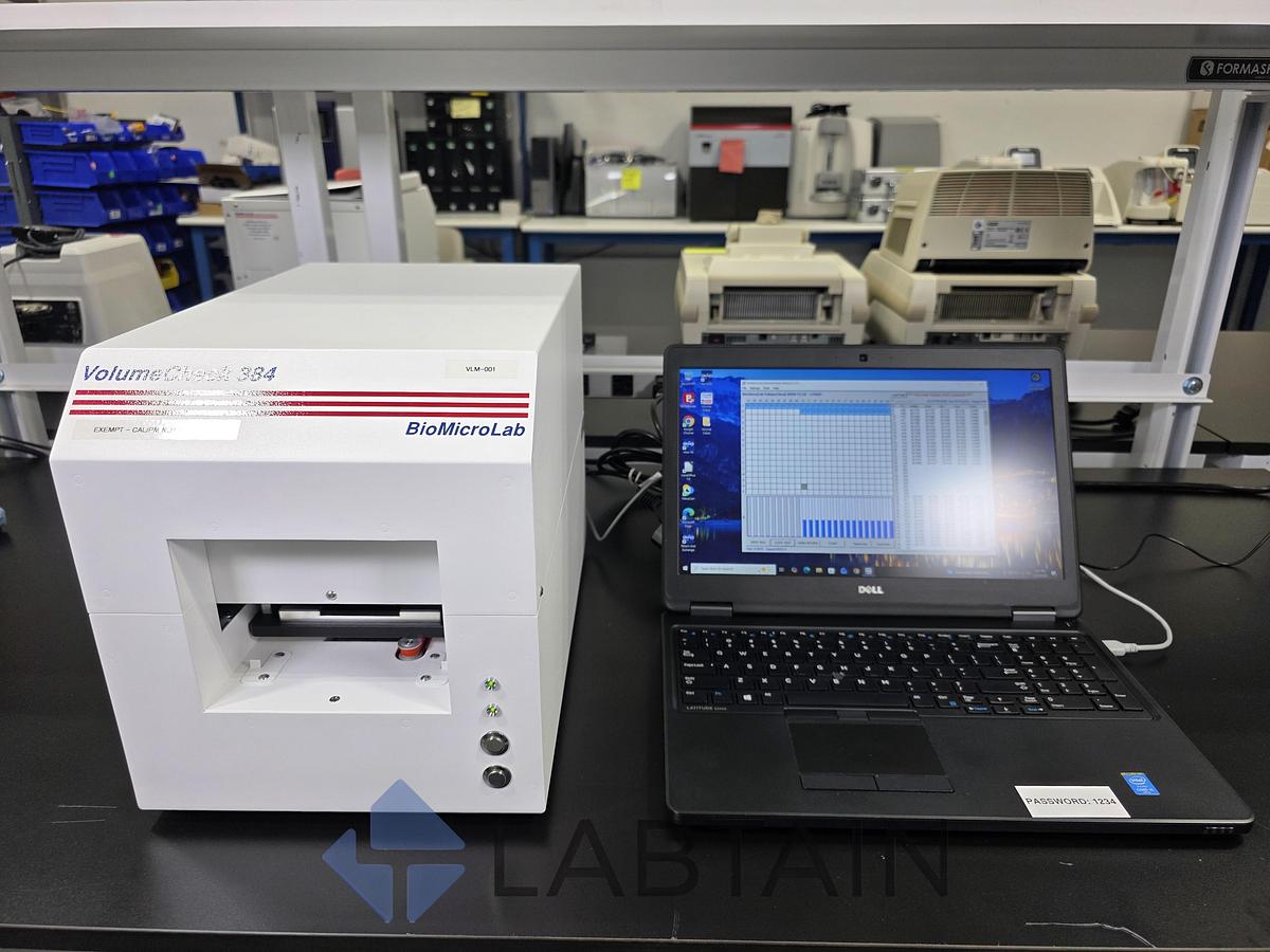 Used BioMicroLab VolumeCheck 384 - Automated Acoustic Volume Verification System with Laptop & Software