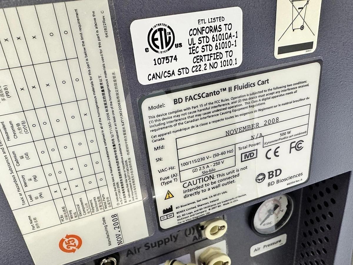 Used BD FACSCanto II Flow Cytometer System – With Fluidics Cart and BD HTS – Used